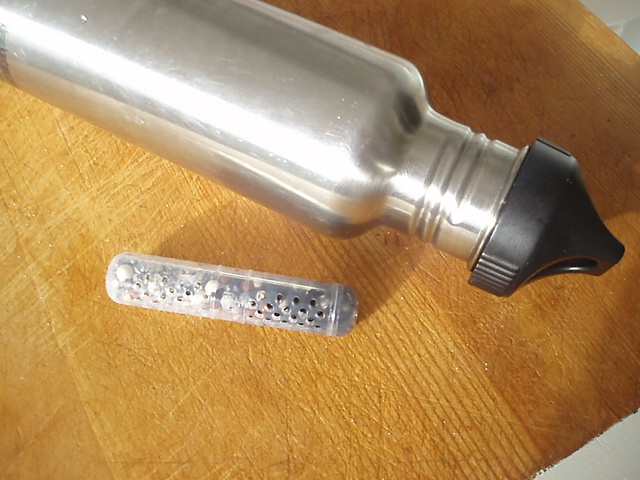 stainless steal water bottle and travel filter stick