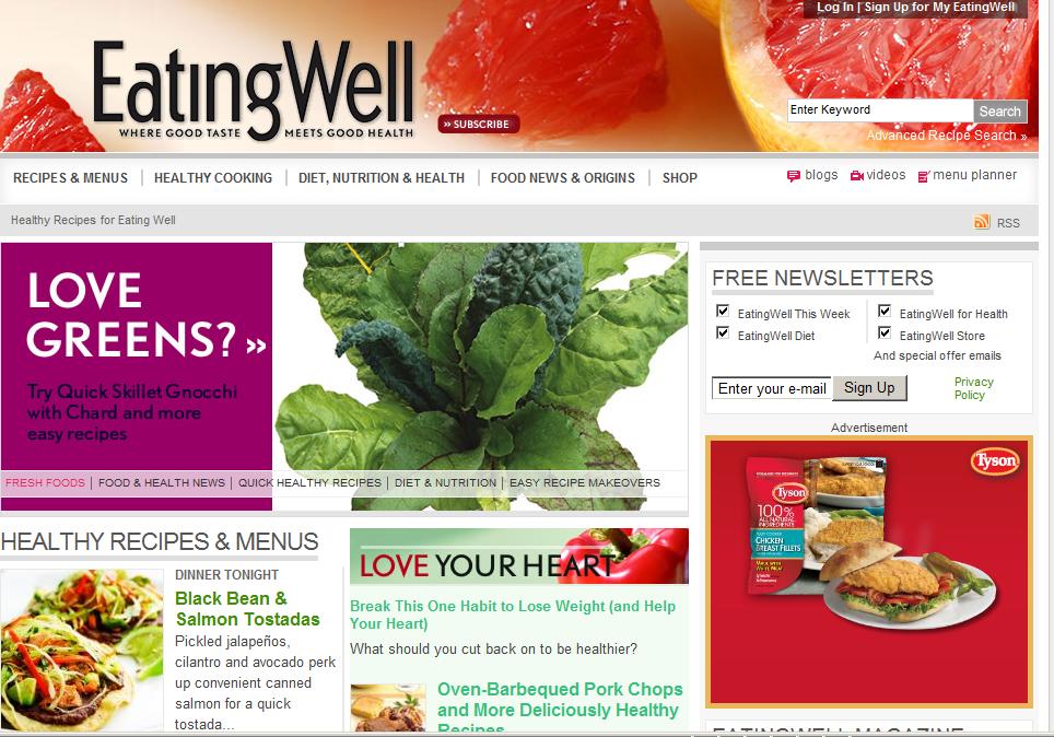 eating well webpage