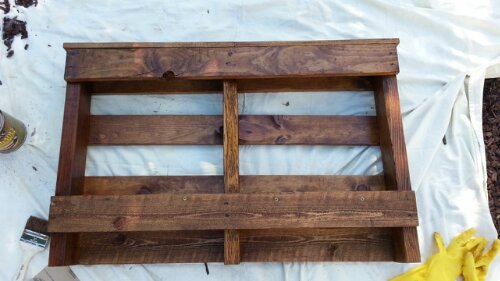 stained pallet shelf